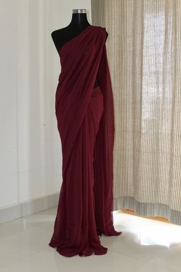 Plain Chiffon saree E001
